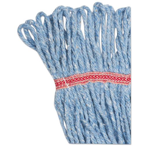 Image of Super Loop Wet Mop Head, Cotton/Synthetic Fiber, 5" Headband, Large Size, Blue, 12/Carton