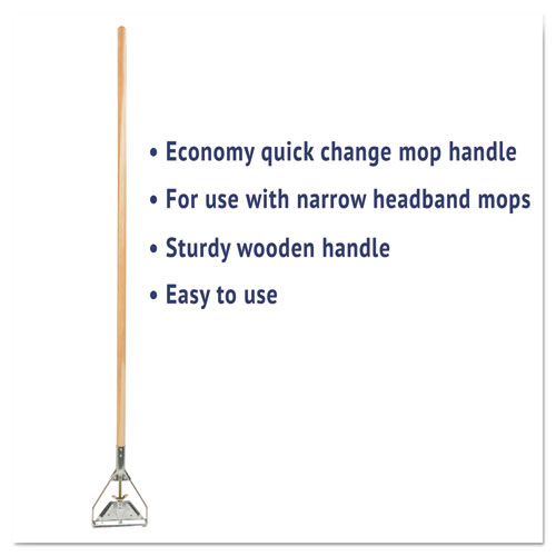 Quick Change Metal Head Mop Handle for No. 20 & Up Heads, 54in Wood Handle