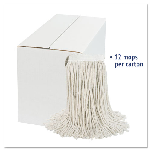 Cut-End Wet Mop Head, Cotton, White, #20, 12/Carton
