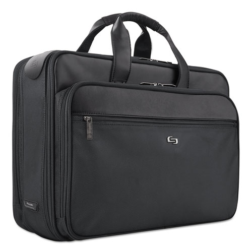 Image of Solo Classic Smart Strap Briefcase, Fits Devices Up To 16", Ballistic Polyester, 17.5 X 5.5 X 12, Black