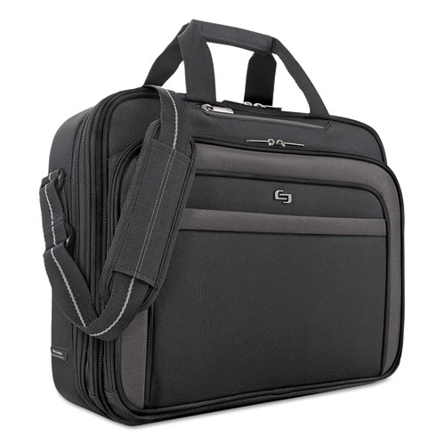 Image of Solo Pro Checkfast Briefcase, Fits Devices Up To 17.3", Polyester, 17 X 5.5 X 13.75, Black