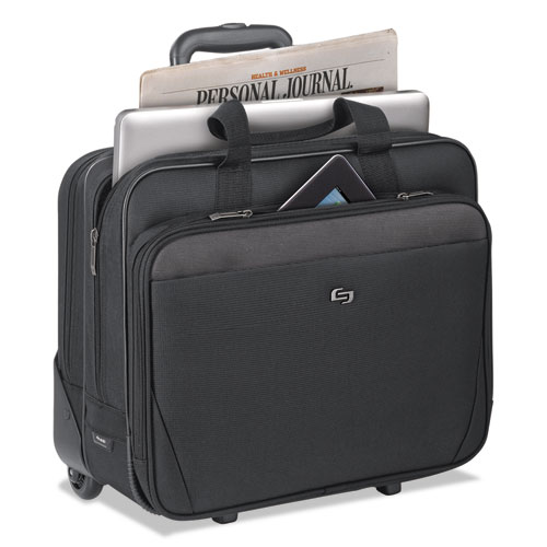 Image of Solo Classic Rolling Case, Fits Devices Up To 17.3", Polyester, 16.75 X 7 X 14.38, Black