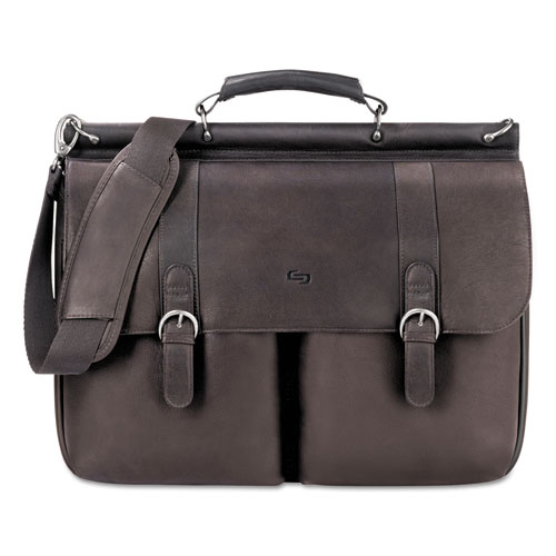 Solo Executive Leather Briefcase, Fits Devices Up to 16", Leather, 16.5 x 5 x 13, Espresso