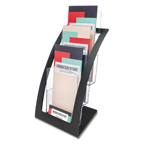 Image of Deflecto® 3-Tier Literature Holder, Leaflet Size, 6.75W X 6.94D X 13.31H, Black
