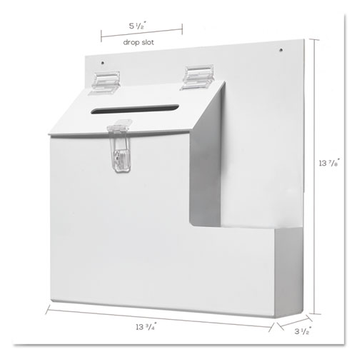 Image of Deflecto® Suggestion Box Literature Holder With Locking Top, 13.75 X 3.63 X 13.94, Plastic, White