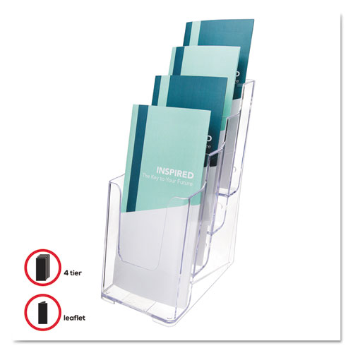 4-Compartment DocuHolder, Leaflet Size, 4.88w x 6.13d x 10h, Clear