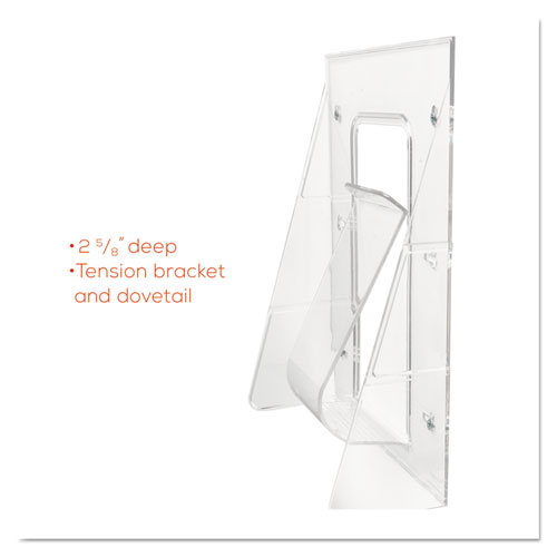 Stand-Tall Wall-Mount Literature Rack, Leaflet, 4.56w x 3.25d x 11.88h, Clear