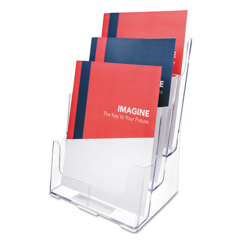 3-Compartment DocuHolder, Magazine Size, 9.5w x 6.25d x 12.63, Clear | by Plexsupply