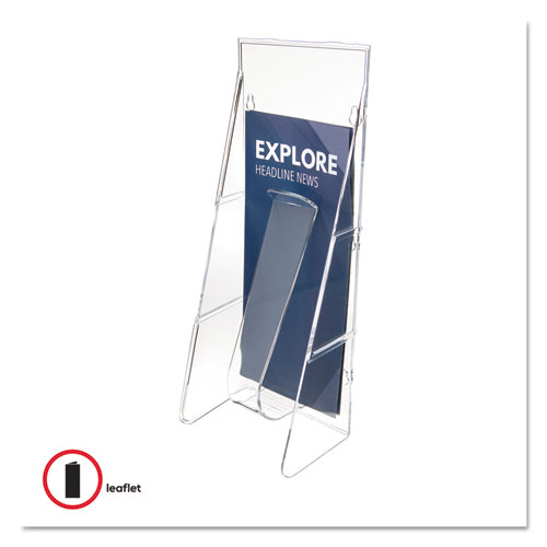 STAND-TALL WALL-MOUNT LITERATURE RACK, LEAFLET, 4.56W X 3.25D X 11.88H, CLEAR