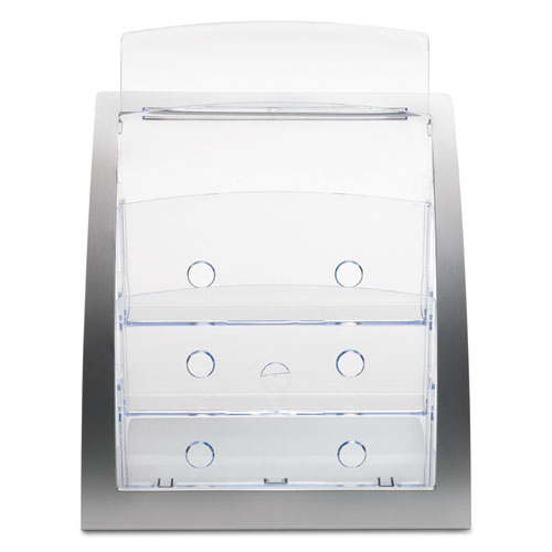 Image of Deflecto® 3-Tier Literature Holder, Leaflet Size, 11.25W X 6.94D X 13.31H, Silver