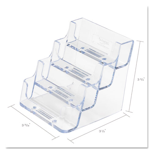 Image of 4-Pocket Business Card Holder, Holds 200 Cards, 3.94 x 3.5 x 3.75, Plastic, Clear