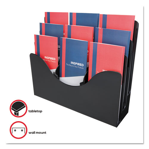 Image of 3-Tier Document Organizer w/6 Removable Dividers, 13.38w x 3.5d x 11.5h, Black