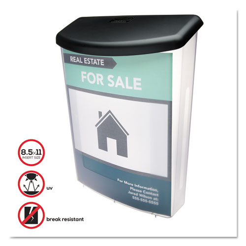 Image of Outdoor Literature Box, 10w x 4.5d x 13.13h, Clear/Black