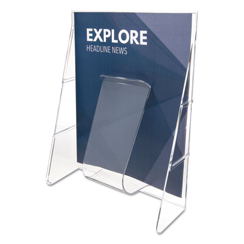 Deflecto® Stand-Tall Wall-Mount Literature Rack, Magazine, 9.13W X 3.25D X 11.88H, Clear