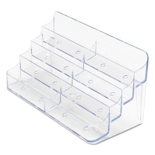 Image of 8-Pocket Business Card Holder, Holds 400 Cards, 7.78 x 3.5 x 3.38, Plastic, Clear