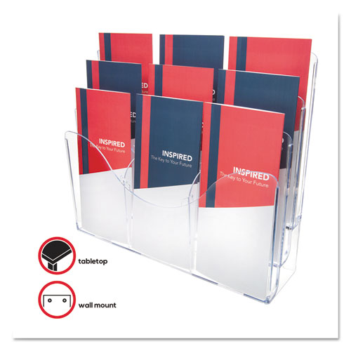 Image of 3-Tier Document Organizer w/6 Removable Dividers, 14w x 3.5d x 11.5h, Clear