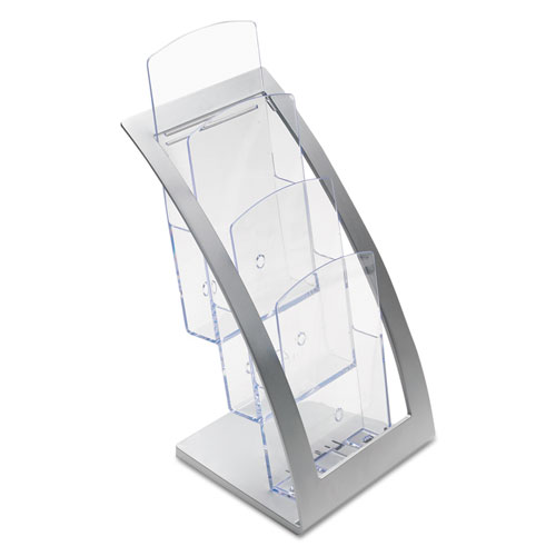 Image of 3-Tier Literature Holder, Leaflet Size, 6.75w x 6.94d x 13.31h, Silver