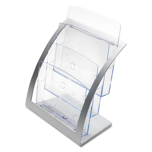 Image of 3-Tier Literature Holder, Leaflet Size, 11.25w x 6.94d x 13.31h, Silver