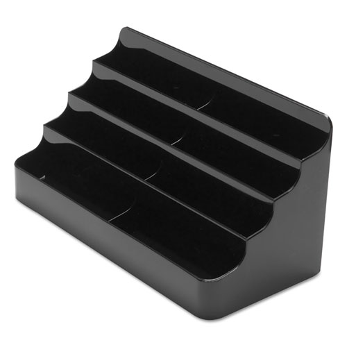 8-Tier Recycled Business Card Holder, 400 Card Cap, 7 7/8 x 3 7/8 x 3 3/8, Black