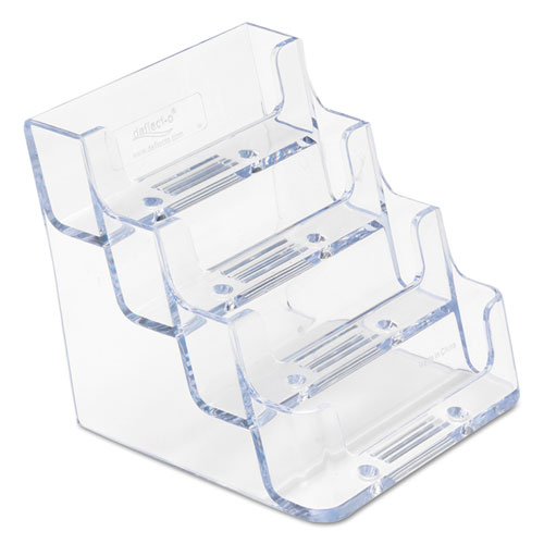 Image of Deflecto® 4-Pocket Business Card Holder, Holds 200 Cards, 3.94 X 3.5 X 3.75, Plastic, Clear