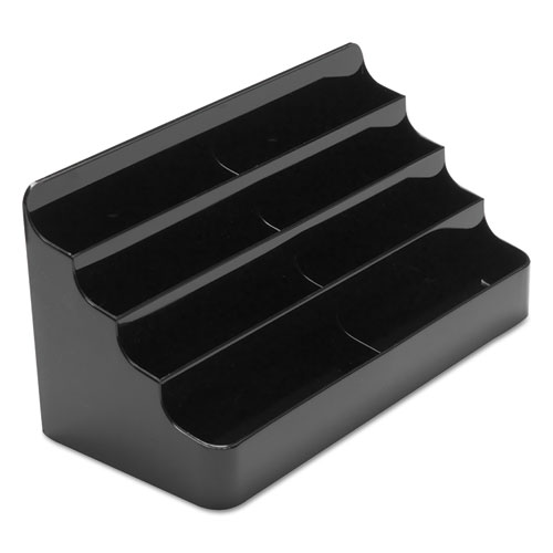 8-TIER RECYCLED BUSINESS CARD HOLDER, 400 CARD CAP, 7 7/8 X 3 7/8 X 3 3/8, BLACK