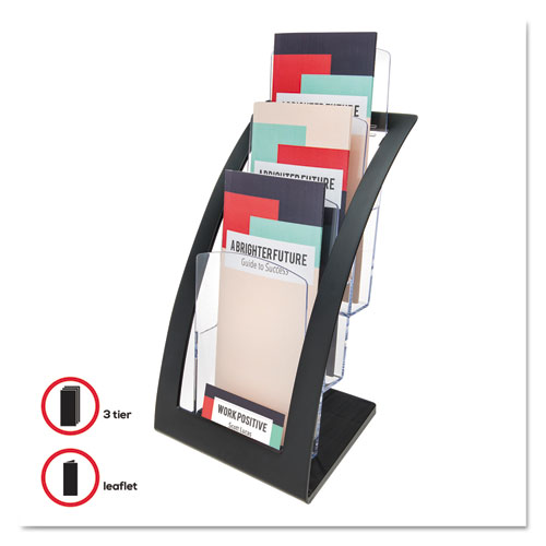 Image of Deflecto® 3-Tier Literature Holder, Leaflet Size, 6.75W X 6.94D X 13.31H, Black