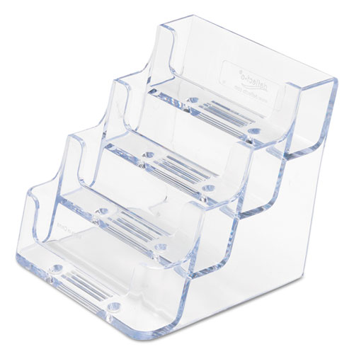 Image of 4-Pocket Business Card Holder, Holds 200 Cards, 3.94 x 3.5 x 3.75, Plastic, Clear