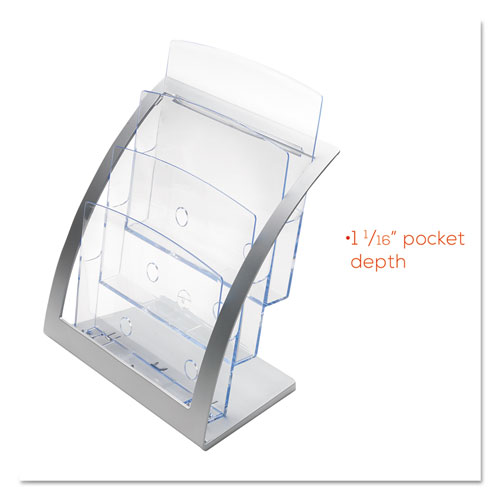 Image of 3-Tier Literature Holder, Leaflet Size, 11.25w x 6.94d x 13.31h, Silver
