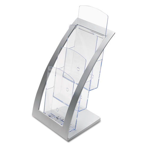 Image of Deflecto® 3-Tier Literature Holder, Leaflet Size, 6.75W X 6.94D X 13.31H, Silver