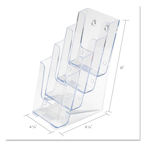 Image of 4-Compartment DocuHolder, Leaflet Size, 4.88w x 6.13d x 10h, Clear