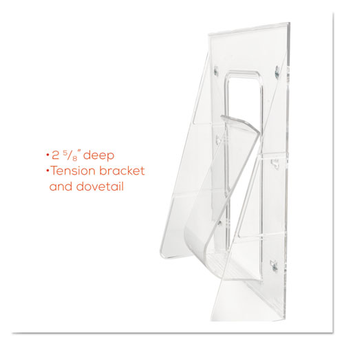 Image of Deflecto® Stand-Tall Wall-Mount Literature Rack, Magazine, 9.13W X 3.25D X 11.88H, Clear