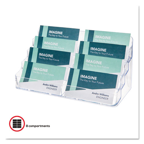 Image of Deflecto® 8-Pocket Business Card Holder, Holds 400 Cards, 7.78 X 3.5 X 3.38, Plastic, Clear