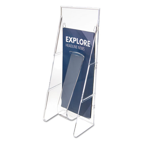 Image of Stand-Tall Wall-Mount Literature Rack, Leaflet, 4.56w x 3.25d x 11.88h, Clear