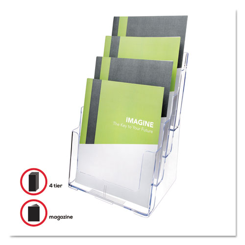 Image of 4-Compartment DocuHolder, Magazine Size, 9.38w x 7d x 13.63h, Clear