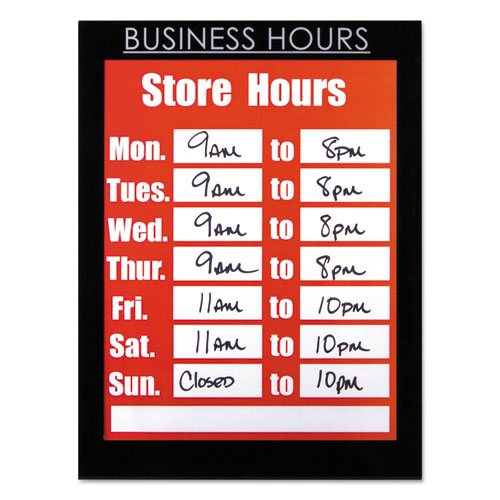 NuDell™ Clear Plastic Sign Holder with Business Hours Header, All-Purpose, 8 1/2 x 11
