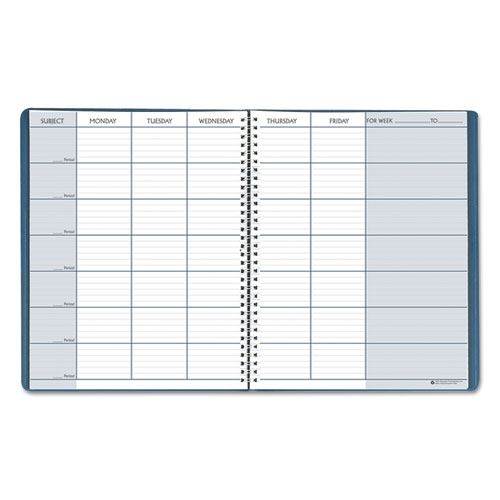 Image of House Of Doolittle™ Recycled Teacher'S Planner, Weekly, Two-Page Spread (Seven Classes), 11 X 8.5, Blue Cover