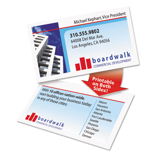 Image of Clean Edge Business Cards, Laser, 2 x 3.5, White, 400 Cards, 10 Cards/Sheet, 40 Sheets/Box