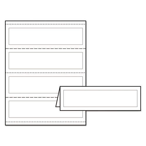 Medium Embossed Tent Cards, White, 2.5 x 8.5, 2 Cards/Sheet, 50 Sheets/Box