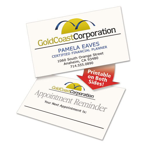 Clean Edge Business Cards, Laser, 2 x 3.5, Ivory, 200 Cards, 10 Cards/Sheet, 20 Sheets/Pack