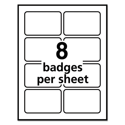 Image of Avery® Flexible Adhesive Name Badge Labels, 3.38 X 2.33, White/Blue Border, 400/Box