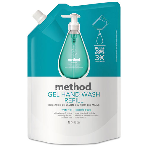 Method® Gel Hand Wash Refill, Waterfall, 34 oz Pouch