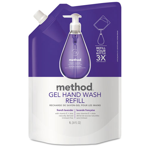 Gel Hand Wash Refill, French Lavender, 34 oz Pouch, 6/Carton
