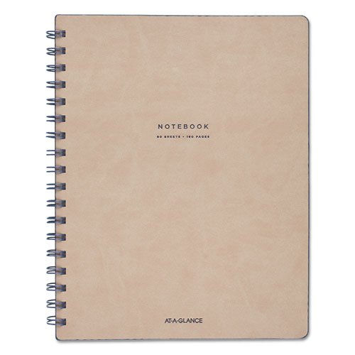 COLLECTION TWINWIRE NOTEBOOK, 1 SUBJECT, WIDE/LEGAL RULE, TAN/NAVY BLUE COVER, 9.5 X 7.25, 80 SHEETS