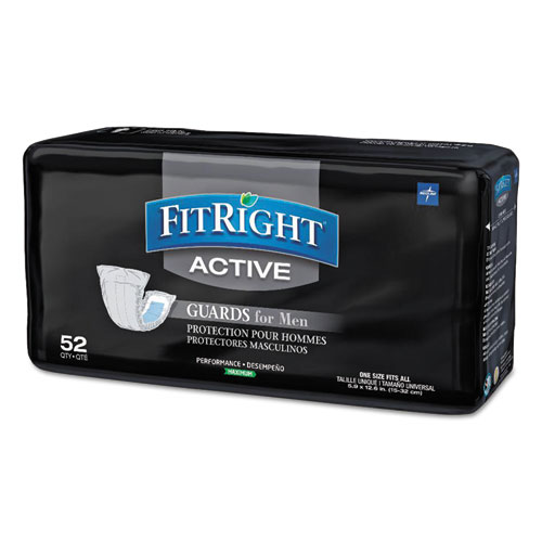 Medline FitRight Active Male Guards, 6 x 11, White, 52/Pack, 4 Pack/Carton