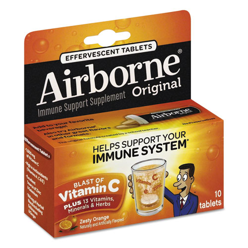 Image of Airborne® Immune Support Effervescent Tablet, Zesty Orange, 10/Box, 72 Boxes/Carton