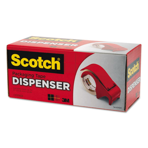 Image of Compact and Quick Loading Dispenser for Box Sealing Tape, 3" Core, For Rolls Up to 2" x 60 yds, Red