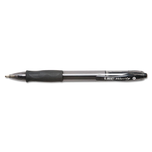 Velocity Atlantis Bold Retractable Ballpoint Pen, 1.6mm, Black Ink, Smoke Barrel, Dozen