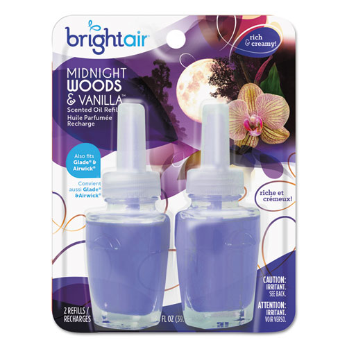 BRIGHT Air® Electric Scented Oil Refill, Midnight Woods/Vanilla, 0.67oz Jar, 2/Pk, 6 Pk/Ctn