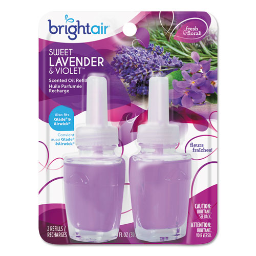 BRIGHT Air® Electric Scented Oil Refill, Sweet Lavender/Violet,0.67oz Jar, 2/Pk, 6Pk/Ctn