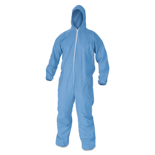 A65 Flame Resistant Hooded Coveralls, 5x-Large, Blue, 21/carton